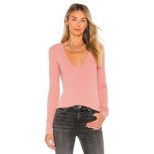 rag & bone Zoe Deep Vee Mauved Out Long Sleeve Top XXS